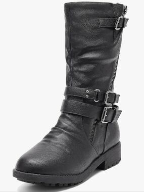 Dream Pairs Little Girls Black Riding Boots Buckle Buckle Accents Size 1